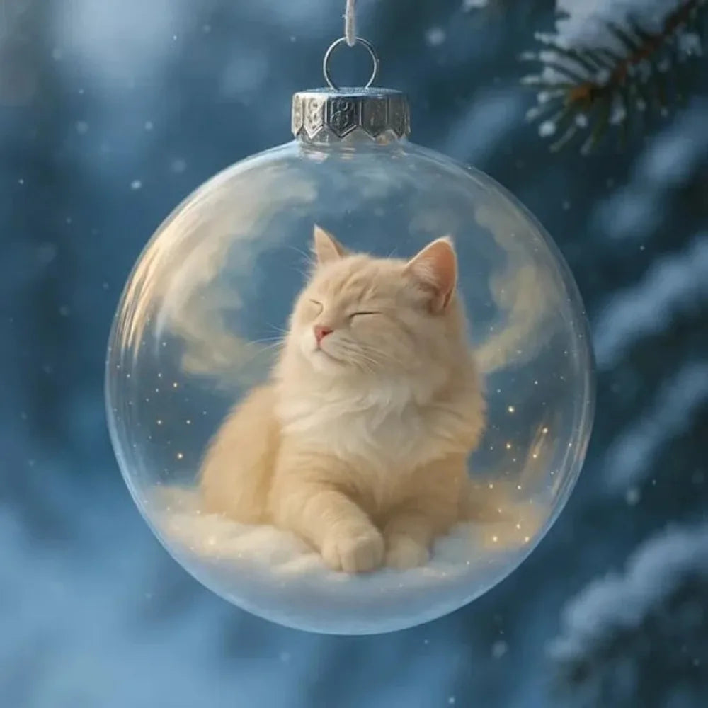 Cat Acrylic Christmas Ball Ornaments – DIY Hanging Baubles