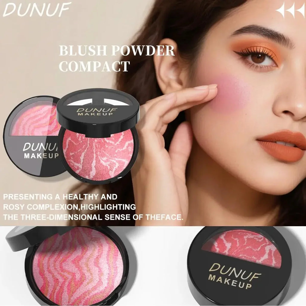 DUNUF 3-Tone Baked Blush Palette – Waterproof & Long-Lasting