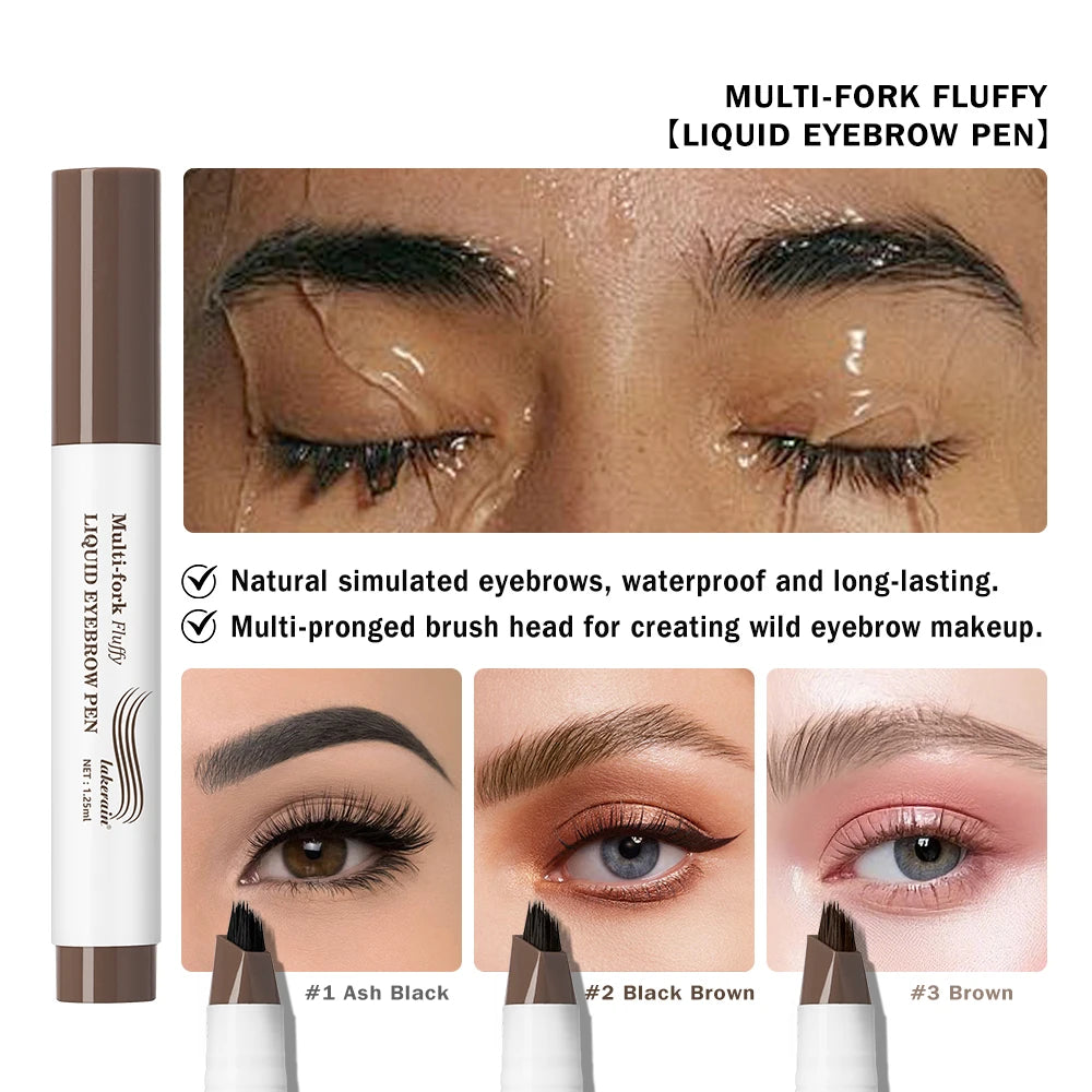 Long Lasting 4D Eyebrow Pen Multi Forks Liquid Pen Tip Fine Sketch Liquid Tattoo Brow Waterproof Precise Makeup Oasis Select
