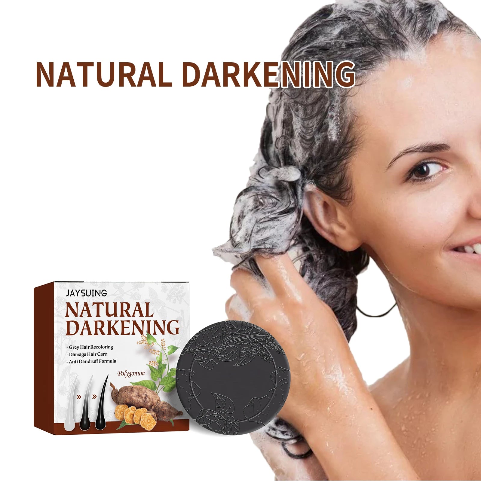 Jaysuing He Shou Wu Repair Shavings Shampoo Soap Natural Black Hair Moisturizing and Soft Hair Care Shampoo Soap Oasis Select