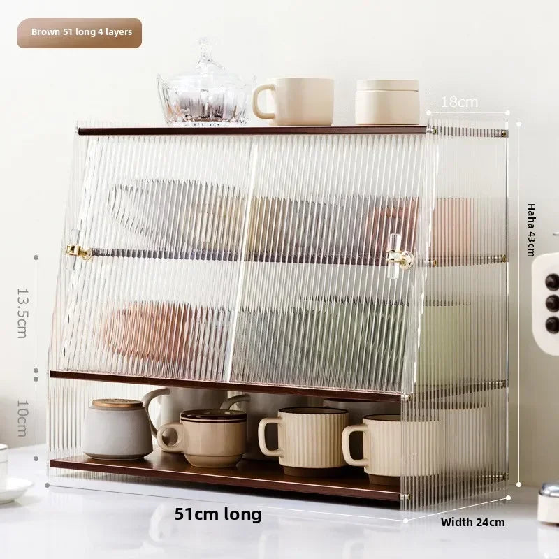 Dust-proof cup storage rack, cup holder, water cup storage rack, tea set, cup holder, coffee cup, mug storage box. Oasis Select Brown B
