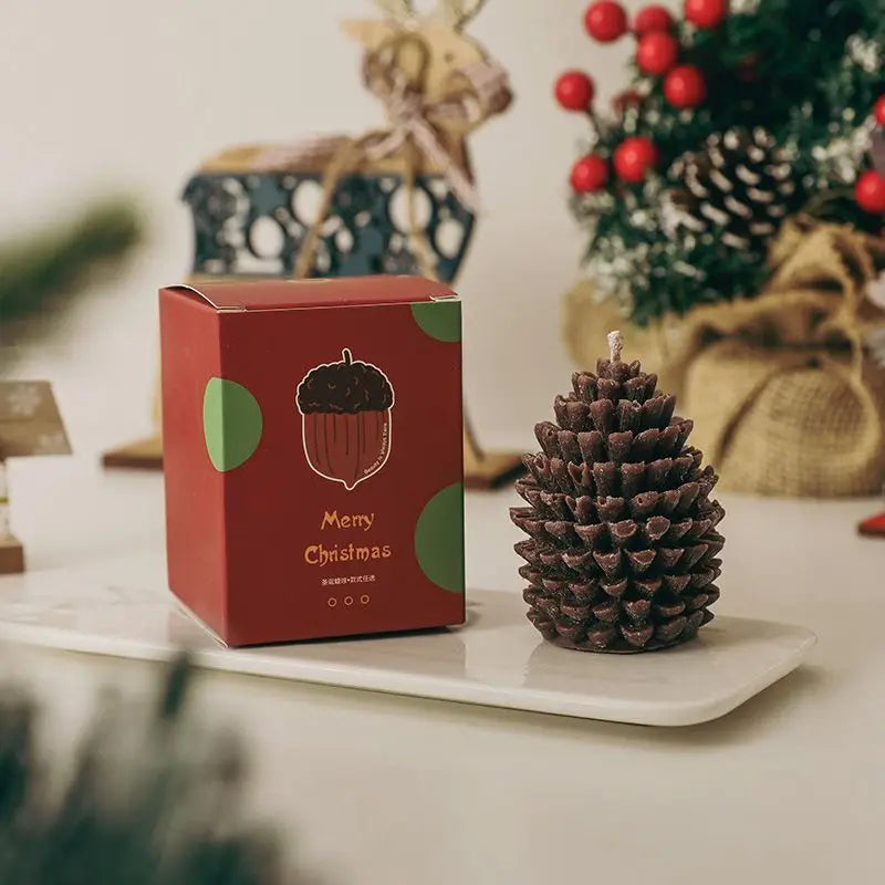 Christmas Pinecone Scented Candles Atmosphere Gifts Handcrafted Ornaments Souvenirs Scented Wax Shape Oasis Select Juniper scent