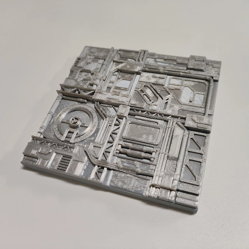 Sci-Fi Industrial Station Wall Tile - Futuristic Spaceship Interior Panel, Cyberpunk Terrain Base for Miniature Scenery Oasis Select