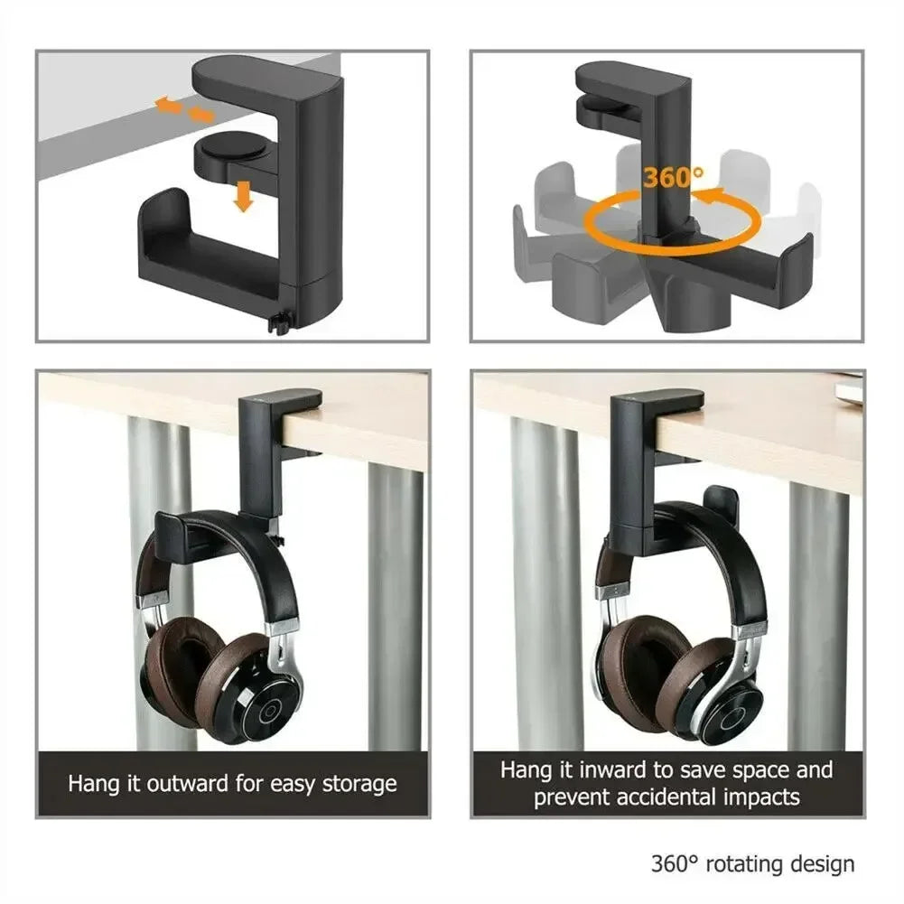 Drilling Free Installation Headset Desk Hook Adjustable Earphone Clip Non Slip Gaming Headset Holder Stand for Office Travel Oasis Select