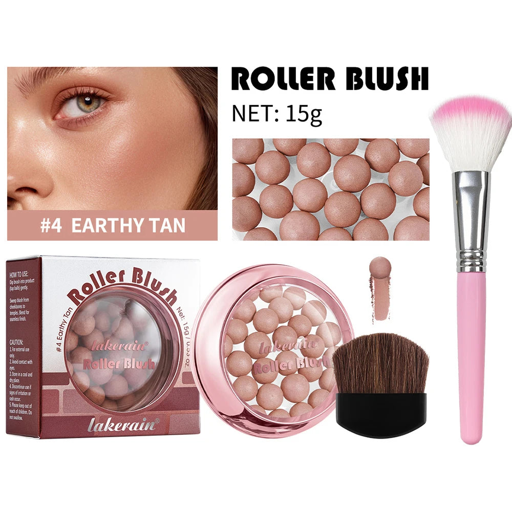 Long Lasting Roll-on Blush Shimmer Matte Finish with Brush Lightweight Glossy Texture Natural Look for Daily Face Makeup Oasis Select 04