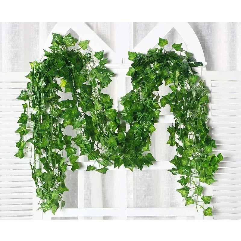 220cm Artificial Liana Vine Wall Hanging Fake Plants Ivy String Leaves Decoration Home Outdoor Garden Wedding Party Decors Oasis Select 2.2M Long CC