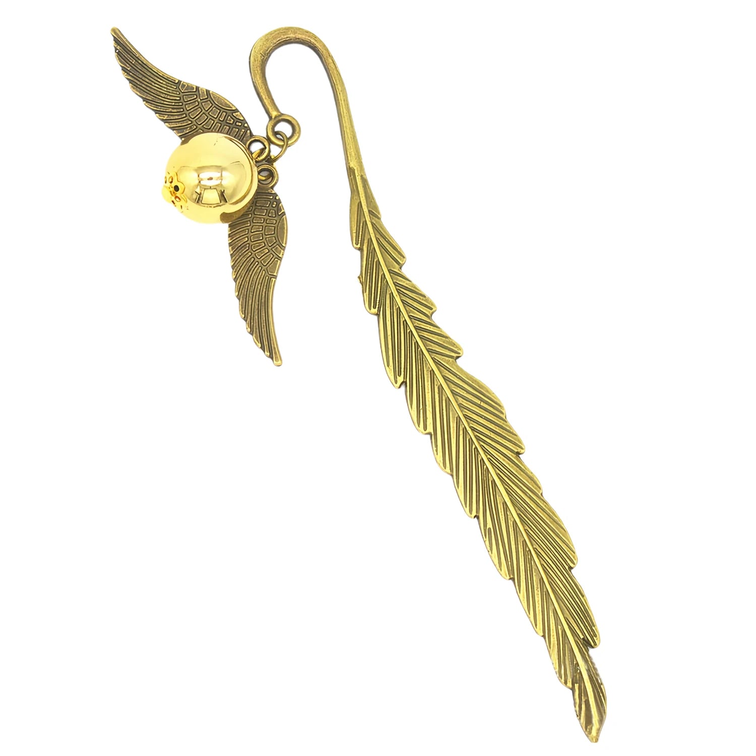 Magic Academy Metal Bookmark with Ornament Golden Snitch Hogwarts Reading Gift Christmas Stocking Book Lover Gift (Silver/Gold) Oasis Select Large - gold