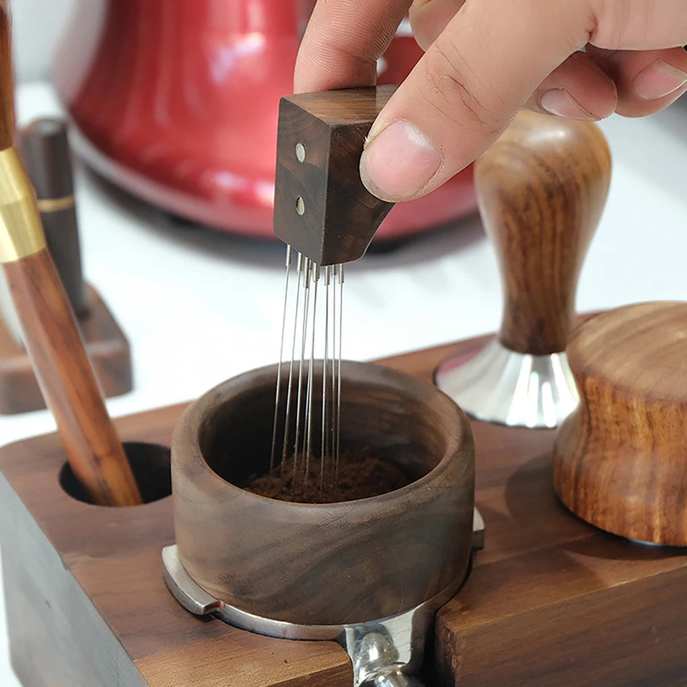 Magnetic Espresso Coffee Distribution Needle Tool | Wood & Steel