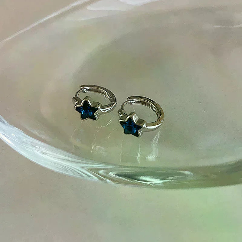 1 Pair New Trendy Shinning Pentagram Star Stud Hoop Earrings For Women Girls Simple Cute Sweet Vintage Earrings Piercing Jewelry Oasis Select
