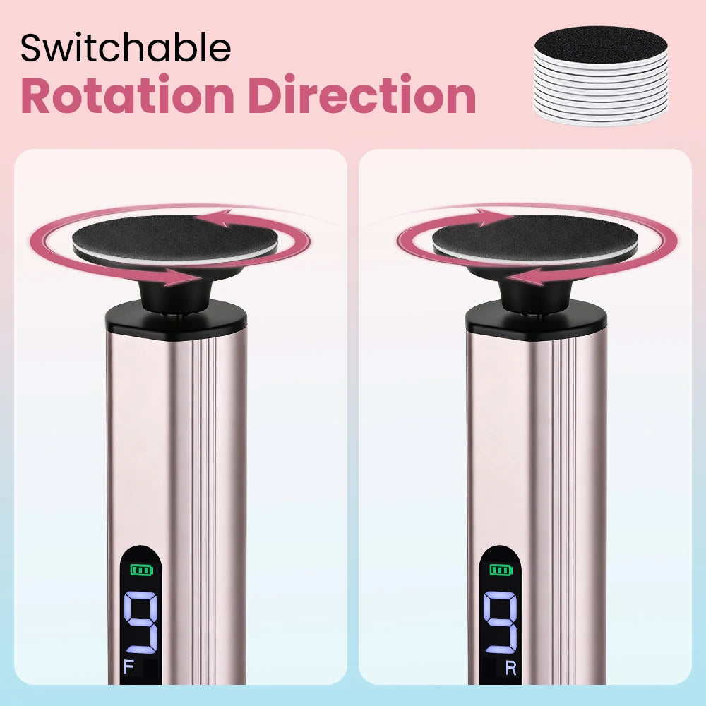 Electric Foot File Pedicure Machine – 9-Speed Rechargeable