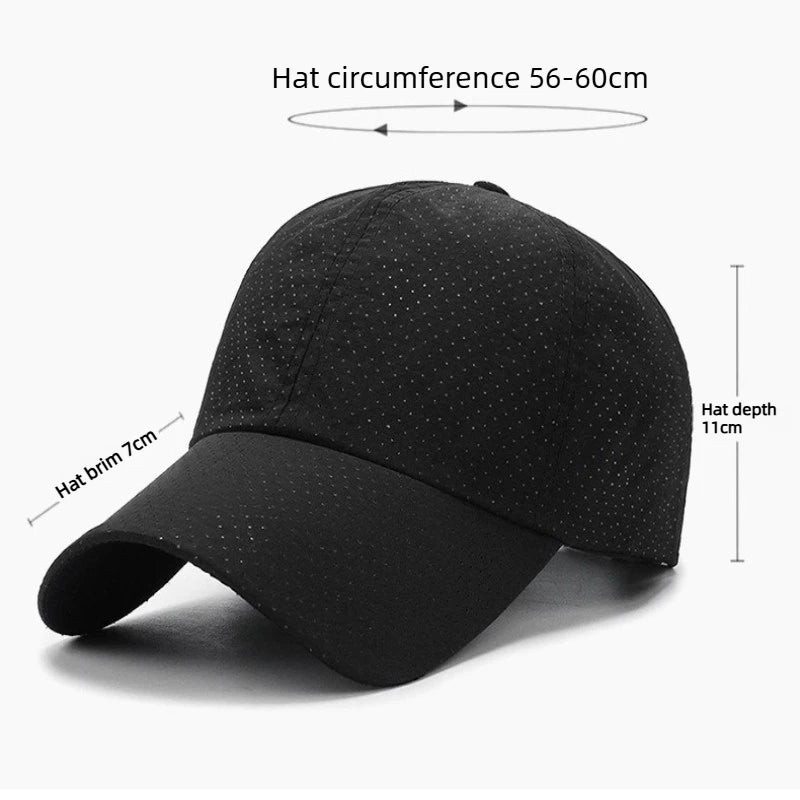 Mesh Baseball Cap Breathable Peaked Sun Hat for Men Women Lightweight Sunscreen Hat for Spring Summer Daily Outdoor Wear Oasis Select black
