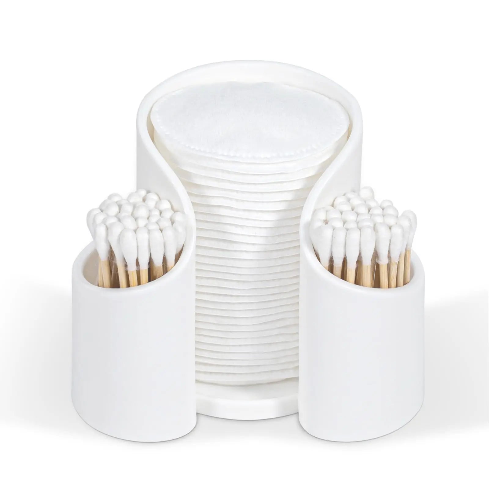 Cotton Pad QTips Holder, Bathroom Cups Dental Floss Dispenser, Storage Organizer for Cotton Pad QTips Paper Cup Floss, Bathroom Oasis Select