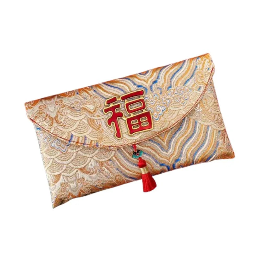 Chinese Style New Year Red Envelope Traditional Embroidery Wedding Money Pocket Cloth with Tassel 2026 Lucky Money Bag Birthday Oasis Select Style 17 18x10.5cm