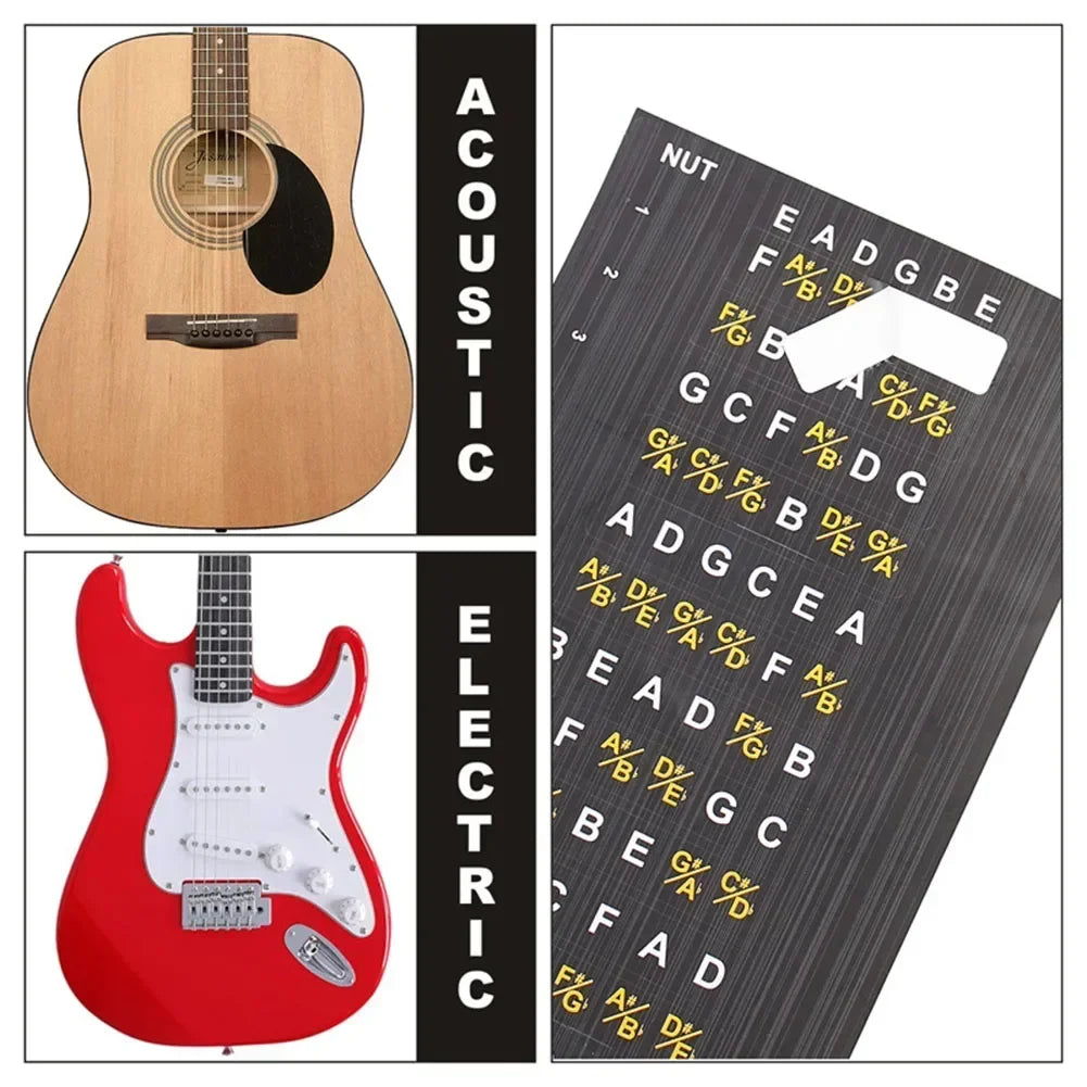 Guitar Stickers Scales Notes Fret Decals Beginner Learning Label Guitar Fretboard Stickers Guitar Decor For Stringed Instruments Oasis Select
