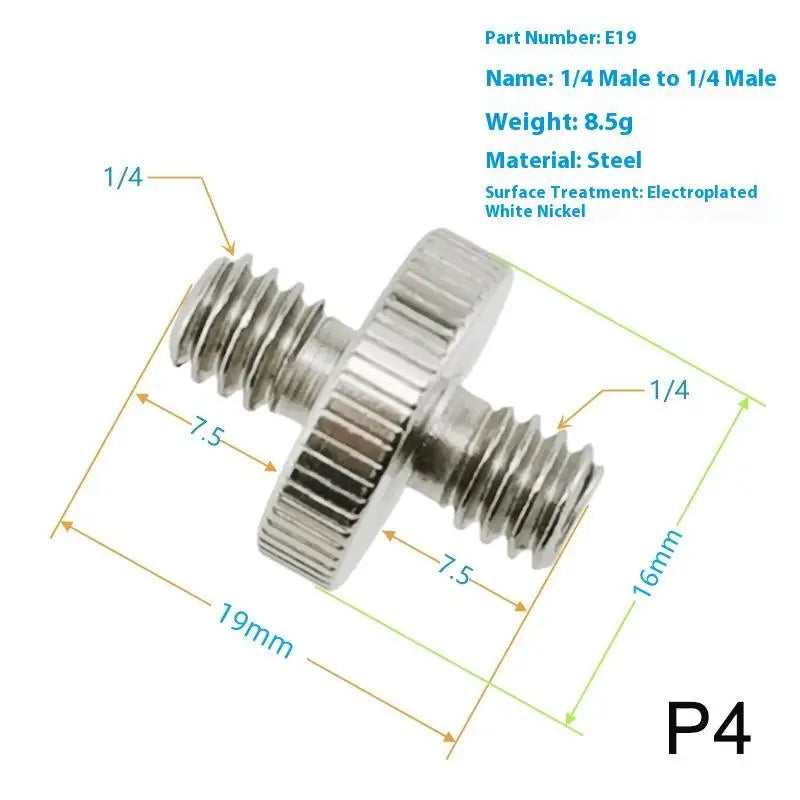 1/4" to 3/8" Male Tripod Screw Mount Adapter | Metal Camera