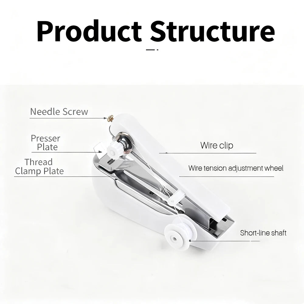 Home Handheld Sewing Machine Portable Outdoor Travel Clothes Fabrics DIY Stitching Sewing Tool Mini Manual Stitch Needlework Mac Oasis Select