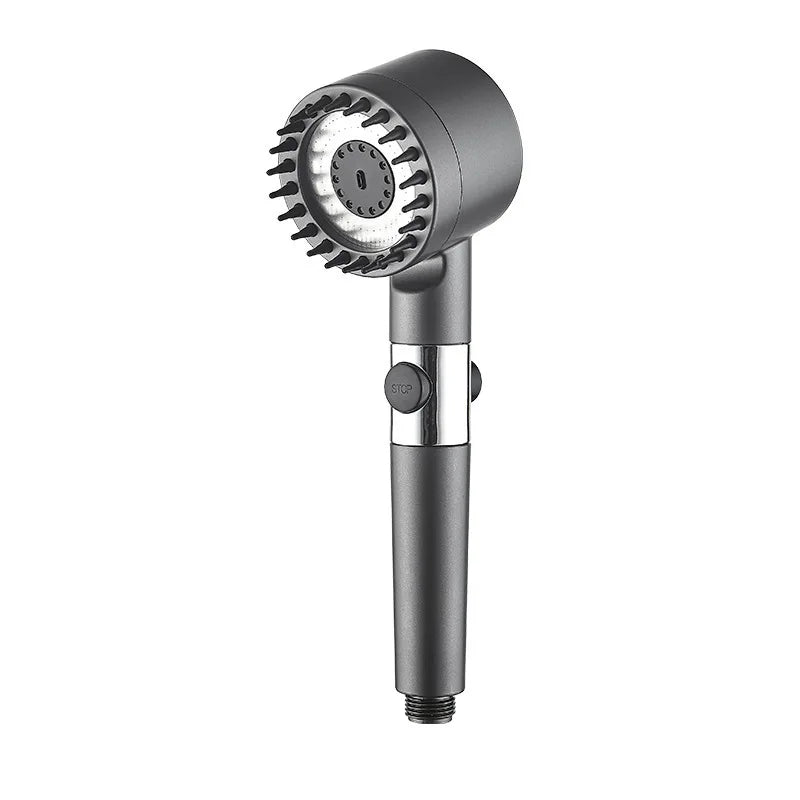 High-pressure Shower Head 3-mode Adjustable Spray with Massage Brush Filter Rain Shower Faucet Bathroom Accessories Oasis Select gun grey