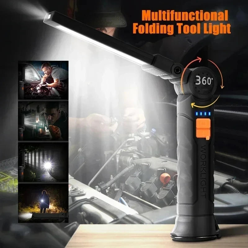 New Portable COB LED Flashlight USB Rechargeable Work Light Magnetic Lanterna Hanging Lamp with Built-in Battery Camping Torch Oasis Select