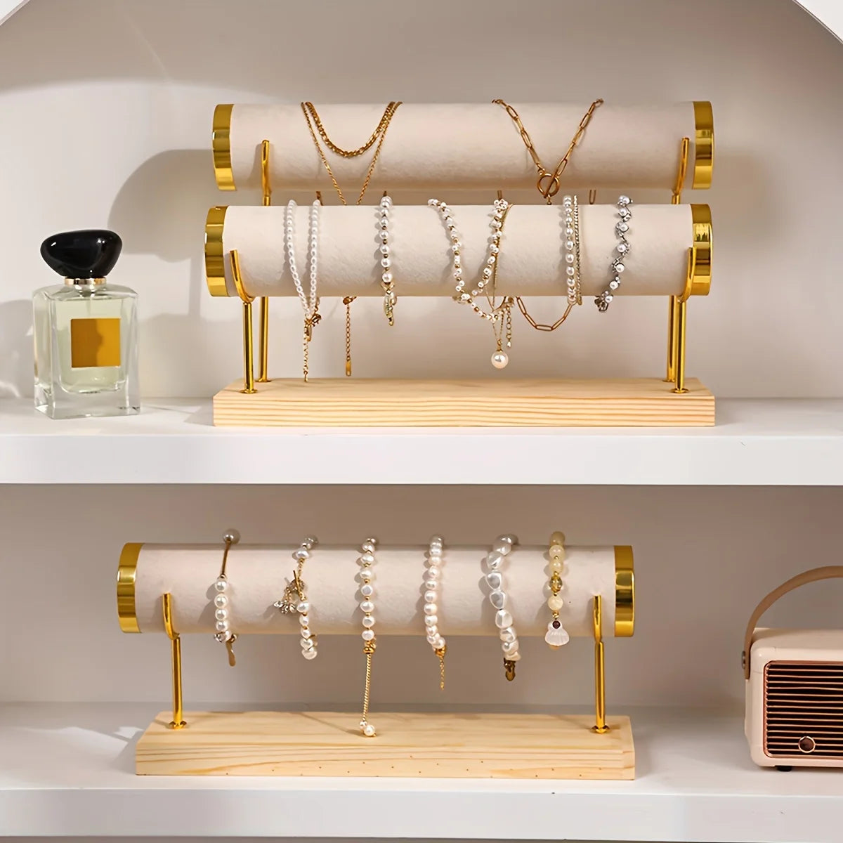 1pc Step Velvet Necklace Bracelet Foot Chain Display Stand Desktop Bedroom Dressing Table Sales Cabinet, Business Cabinet Oasis Select