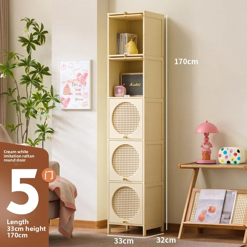Bookshelf Shelf Floor-to-ceiling bookcase Locker integrated with wall storage Household wood with door Dust-proof display Oasis Select Milk White 5-33