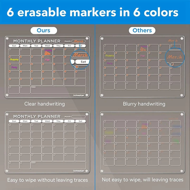 1Set Magnetic Acrylic Calendar For Fridge Clear Fridge Calendar And Memo Magnetic Planning Boards Set Colorful Oasis Select