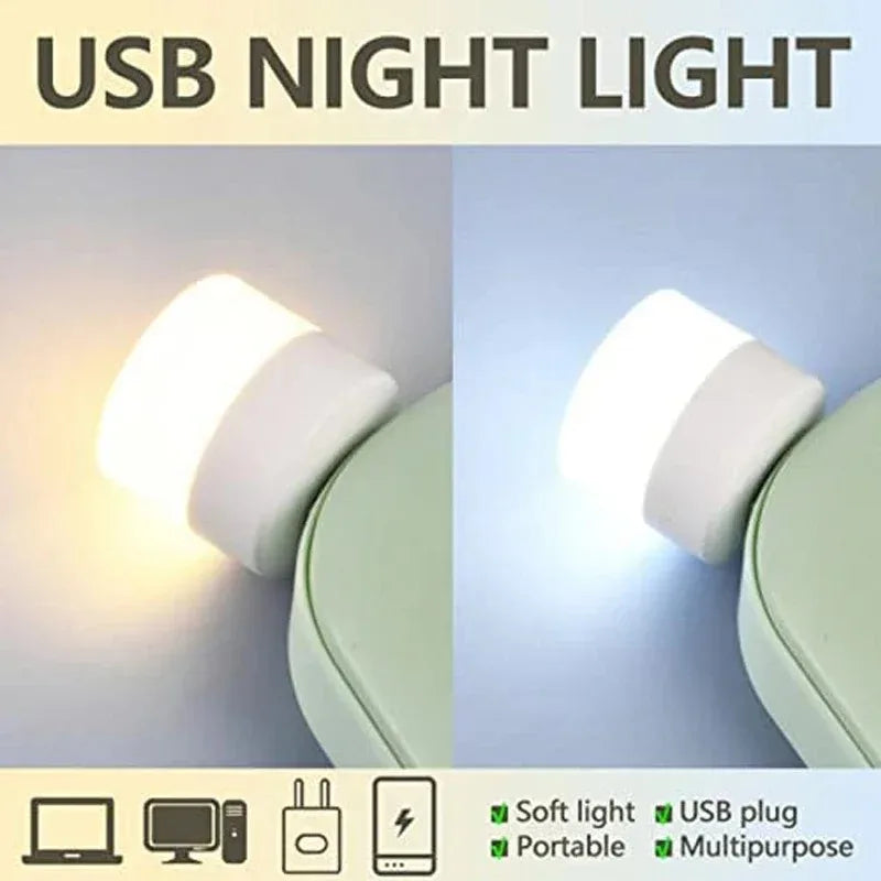 1-20PCS Mini USB LED Light Portable Plug Lamps Eye Protection Book Reading Light Small Round Car Bulb Computer Mobile Power Lamp Oasis Select