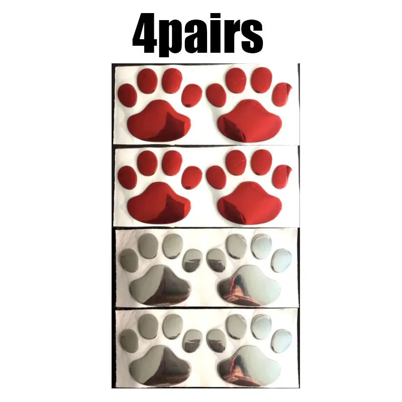 1/2/4pairs Car 3D Stereo Footprint Car Stickers Creative Dog Paw Body Stickers Soft Electric Car Footprint Personalized Stickers Oasis Select 4pairs mix 3