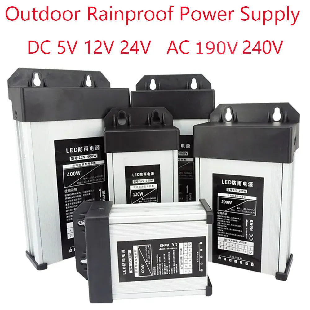 5 12 24 V Volt Switching Power Supply 220V AC TO DC 5V 12V 24V Power Supply 100W 200W 250W 300W 400W 500W 600W Outdoor Rainproof Oasis Select 190V 240V 12V 100W