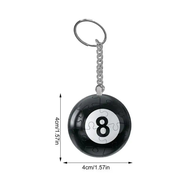 car Keychain 3D Jigsaw Puzzle Ball Black 8 Ball Puzzle Sphere Keychain Bag Pendant for Billiards Enthusiasts Backpack Accessory Oasis Select