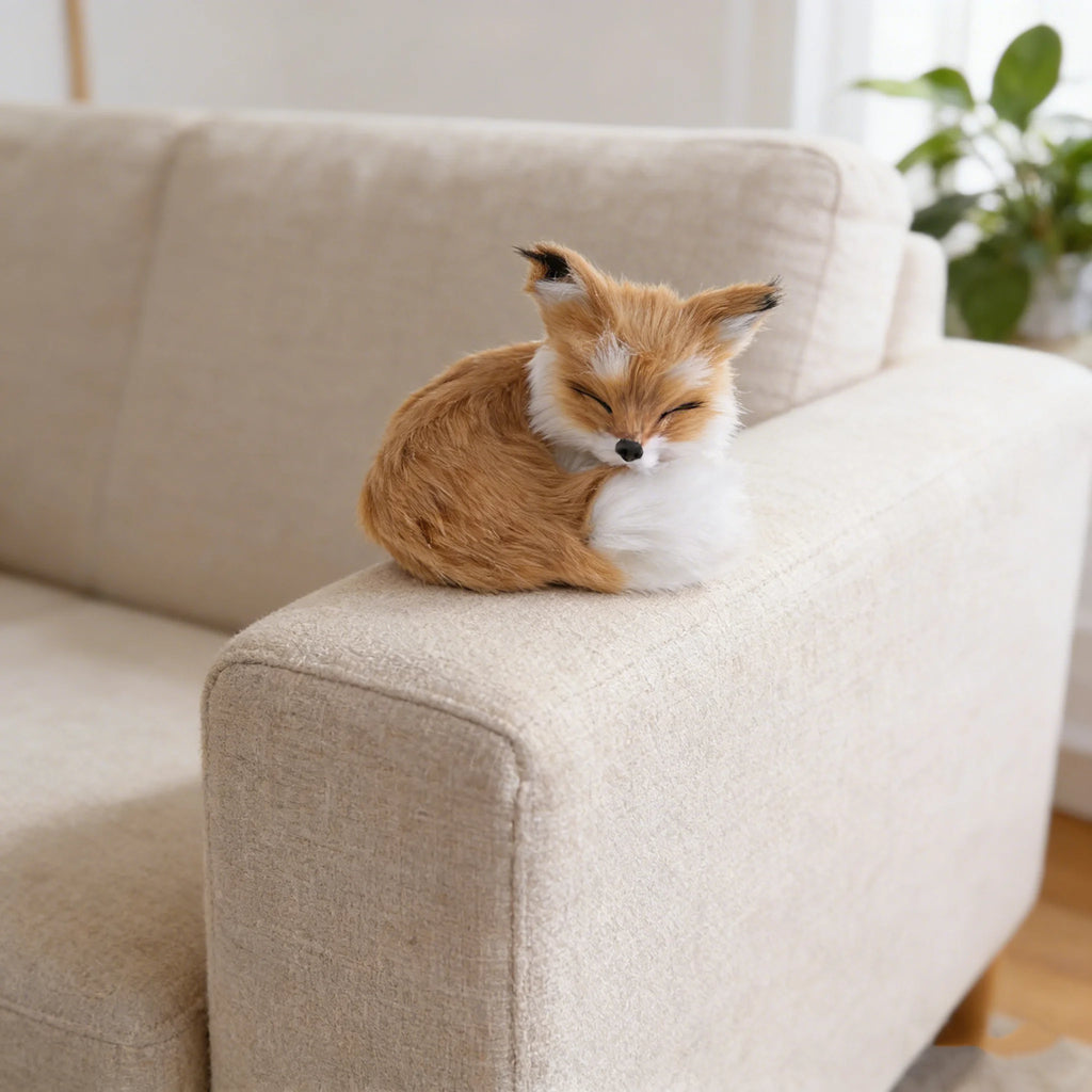 New Plush Simulation Furry Fox Model Squatting Sitting Fox Table Decoration Animal Static Stuffed Figure Kid Party Festival Gift Oasis Select