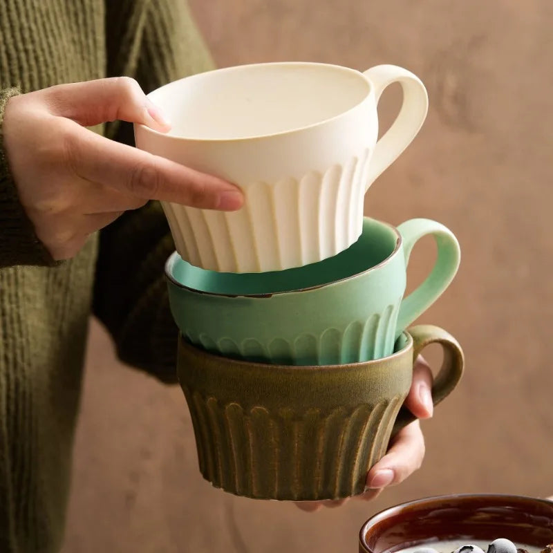 350ML Ceramic Coffee Mug Japanese Coarse Pottery Breakfast Milk Mug Home Office Water Cup Latte Coffee Cup Afternoon Teacup Oasis Select