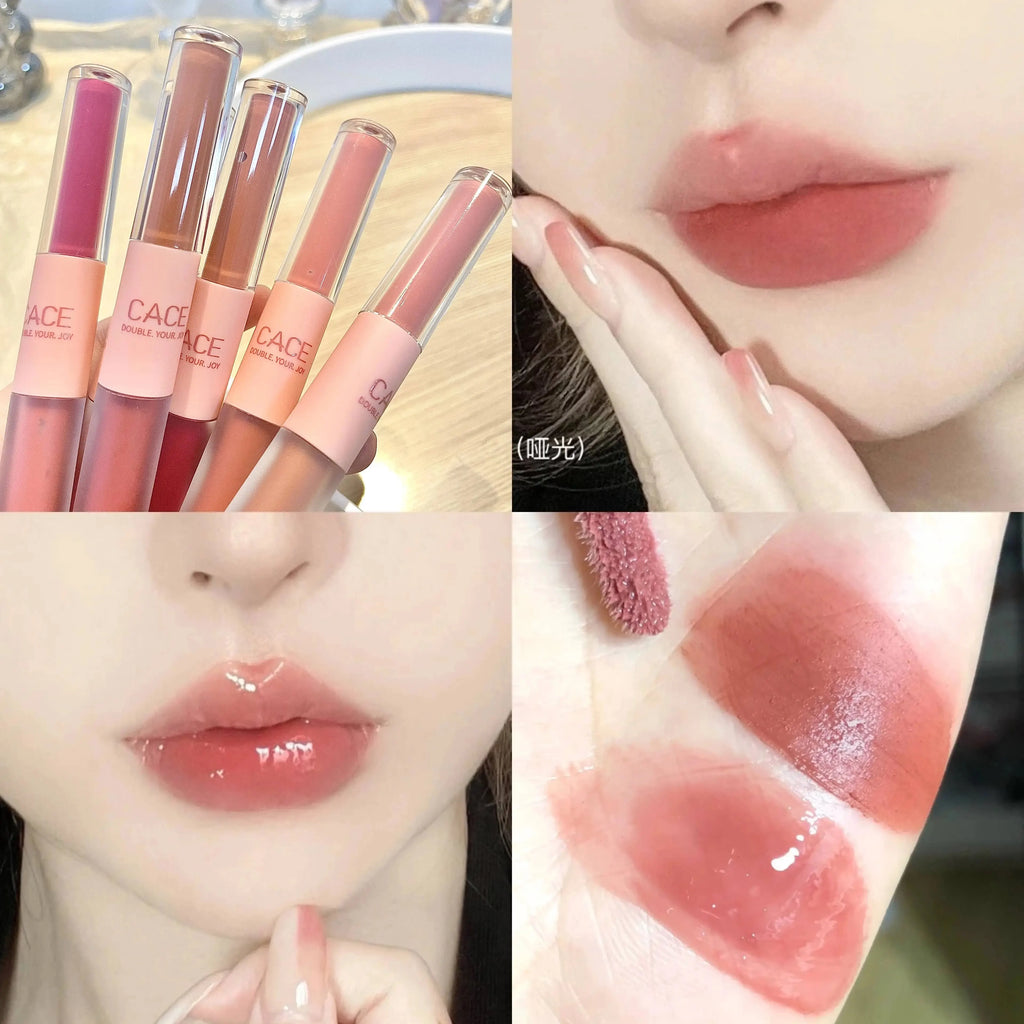 CACE Double Head Lip Gloss & Matte Lipstick | Waterproof Glaze