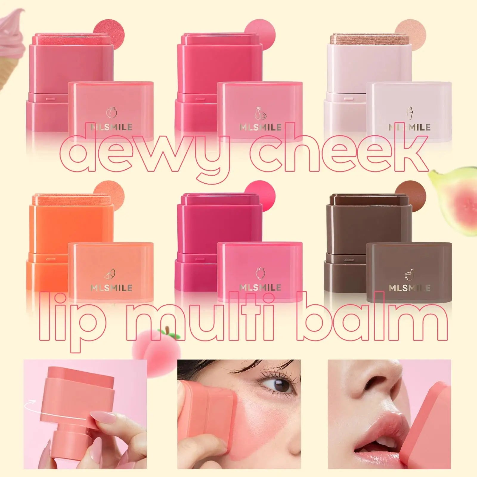 Waterproof Cream Blush Stick 2in1 Lip Cheek Tint Long Lasting Fruity Flavor Highlighter Contouring Makeup Blendable Oasis Select