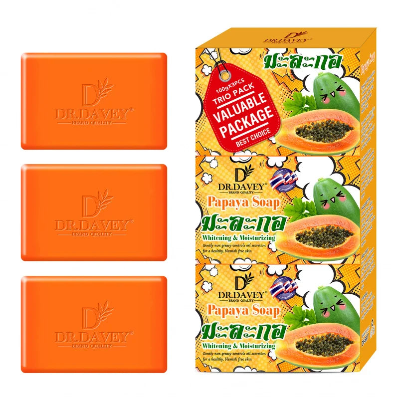 DR.DAVEY Papaya Soap 3-Pack – Cleansing & Moisturizing Bar