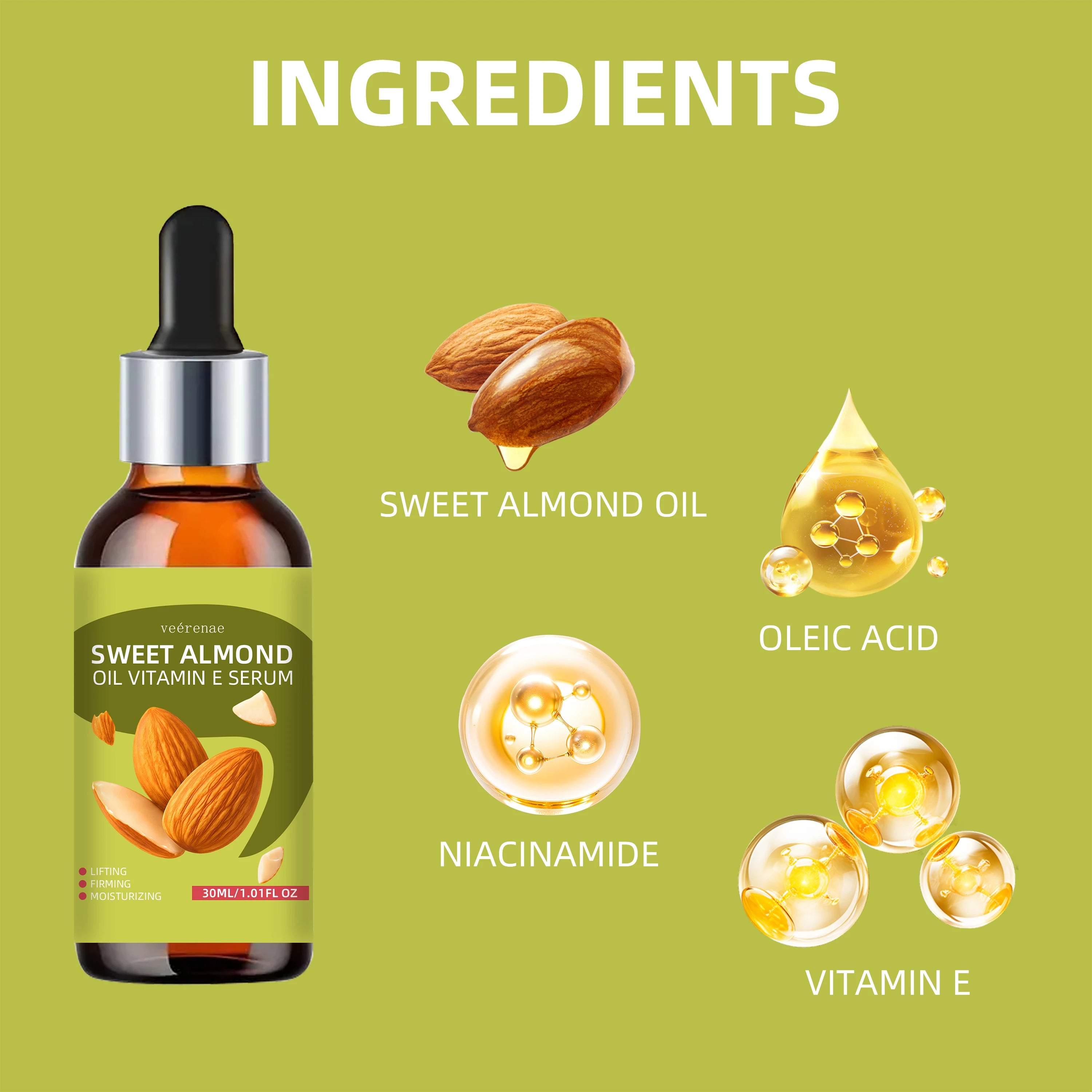 veérenae Sweet Almond Oil & Vitamin E Face Serum | Daily Use