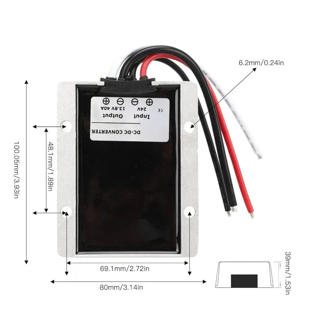 24V to 13.8V 40A 552W DC Voltage Converter Regulator IP68 for Automobiles Ships Yachts Railways Instruments Oasis Select