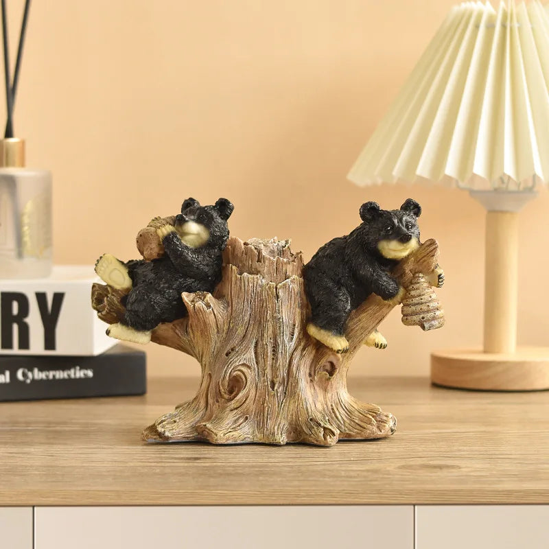 Black Bear Display Home Living Room TV Cabinet Porch Decoration Home Decor Desk Accessories Oasis Select
