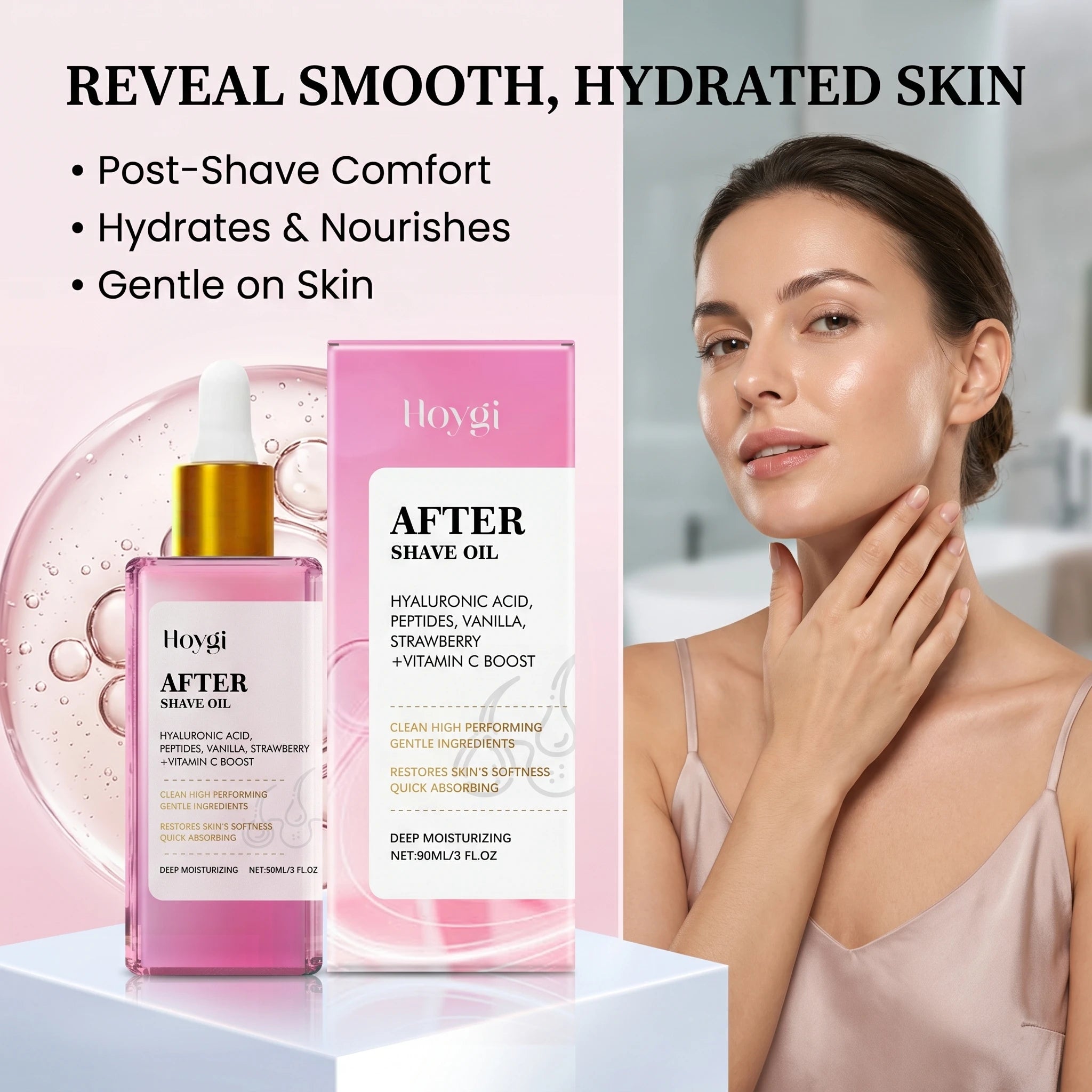 Vanilla & Strawberry After Shave Oil Soothe Irritation, Reduce Redness Hydrating and Nourishing Skin Post-Shave Care Oil Oasis Select