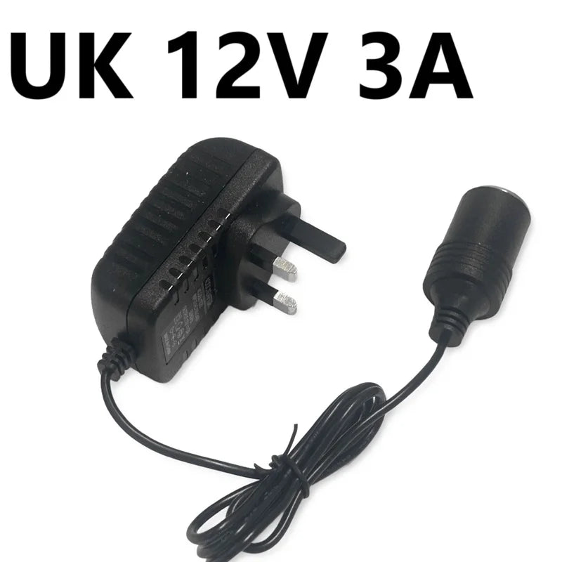  220V AC to 12V DC Car Charger Transformer EU US AU UK Plug Portable Car Cigarette Lighter Socket Adapter Converter Parts Oasis Select UK Plug 12V3A
