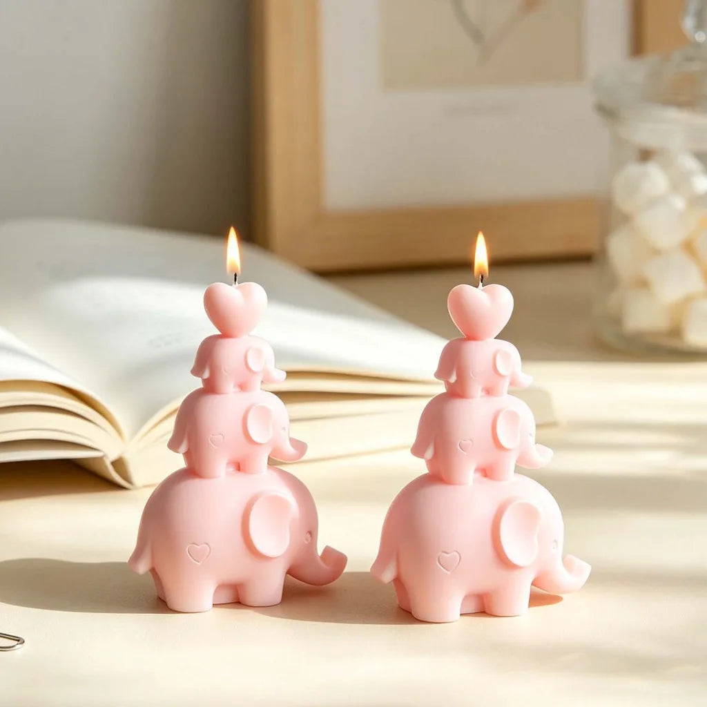 3-Tier Stacking Heart Elephant Silicone Mold for DIY Handmade Candle Resin Decorative Ornament Oasis Select