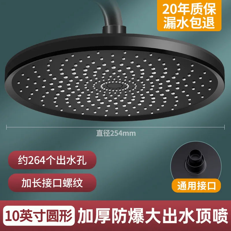 New 10 inch Big Panel Rainfall Shower Head,High Pressure Shower Head,Water Saving,Top Rain Shower Faucet Bathroom Accessories Oasis Select R02 Black