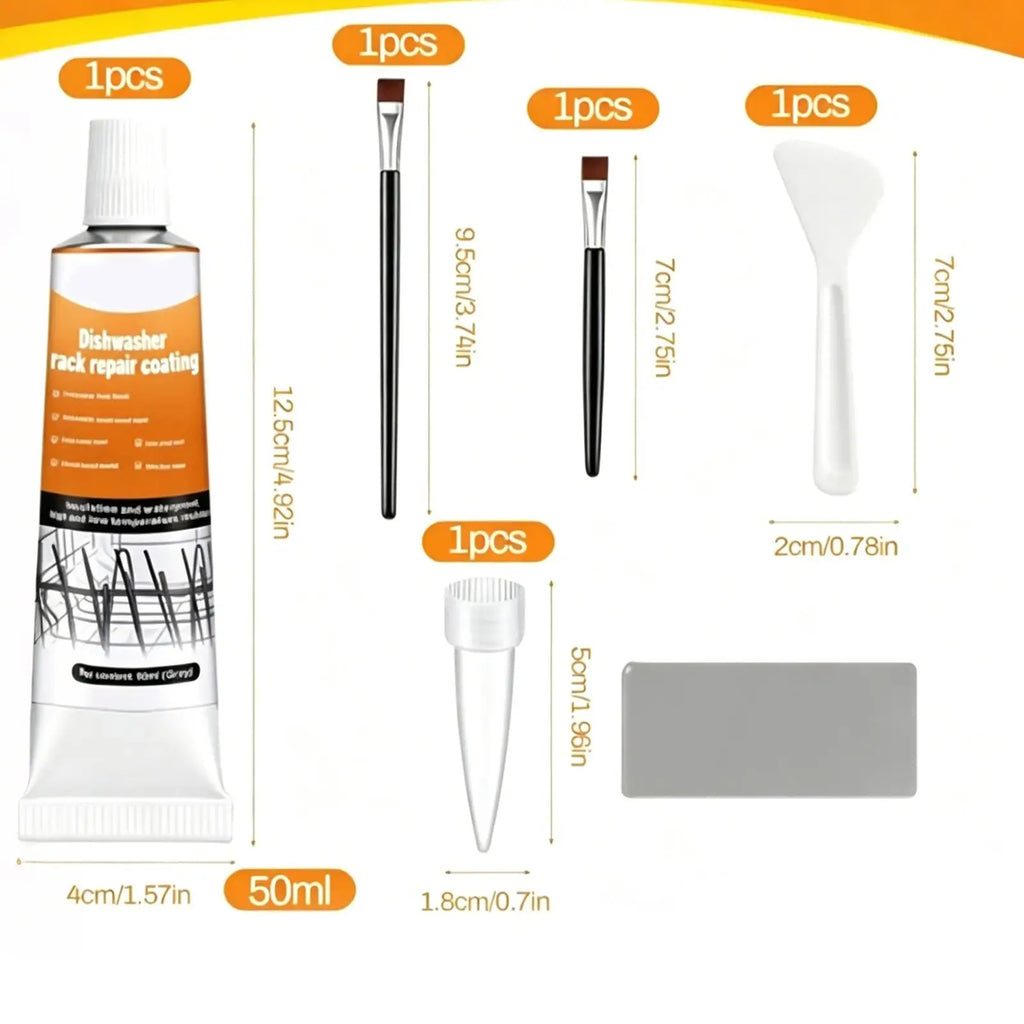 Dishwasher Rack Coating Repair Kit 50ml Long-Lasting Coating Gel with 2 Brushes Dishwasher Rack Repair Adhesive for Home Kitchen Oasis Select