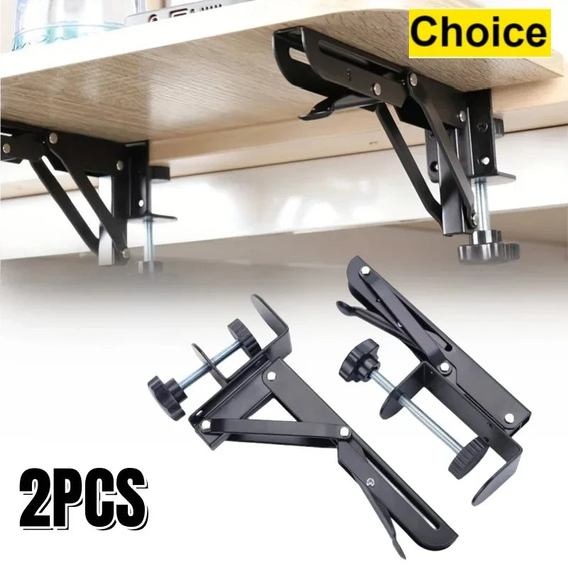 2PCS L-shaped Foldable Desktop Bracket Heavy-duty Punch-free Space-saving Desktop Extension Plate Rack Hardware Accessories Oasis Select