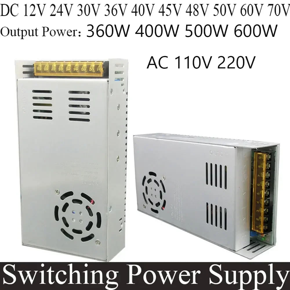 Switching Power Supply 12V 220V DC 24V 30V 36V 48V 50V 60V 70V AC 220V Power Supply Transformer 400W 500W 600W Converter Source Oasis Select 110V-220V 12V 600W