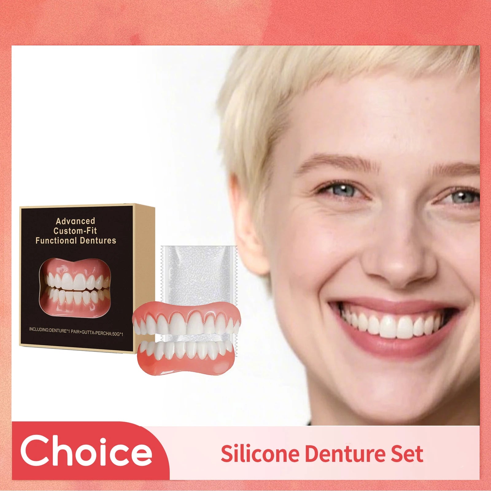 False Teeth Silicone Orthodontic Fake Tooth Soft Comfortable Dentures