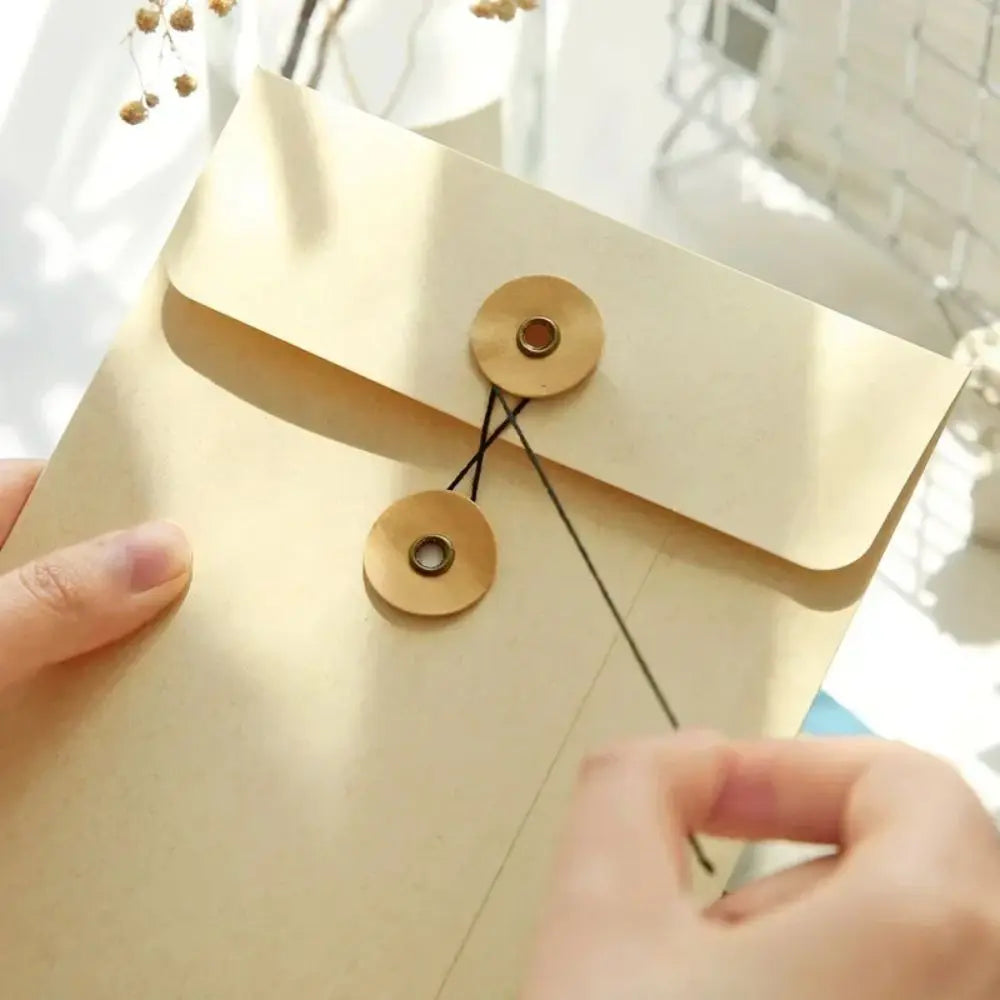 Kraft Paper Envelope with Button String Tie Winding Ticket File Documents Bag Letter Photos Journal Storage Budget Envelopes Oasis Select