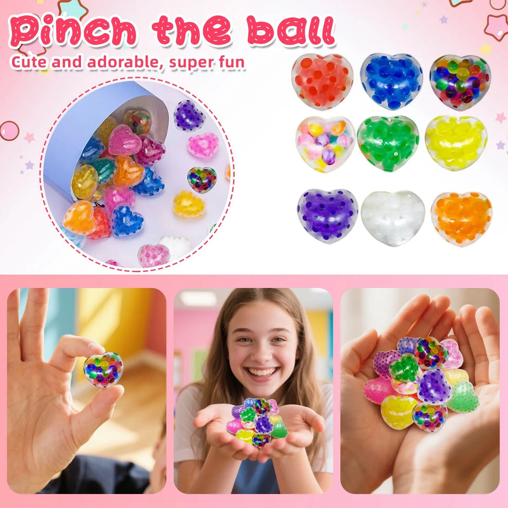 Heart Beads Squishy Love Shape Mochi Squishy Squeeze Pinch Stress Relief Toys Stress Ball Valentine's Day Lover Gift Bag Oasis Select