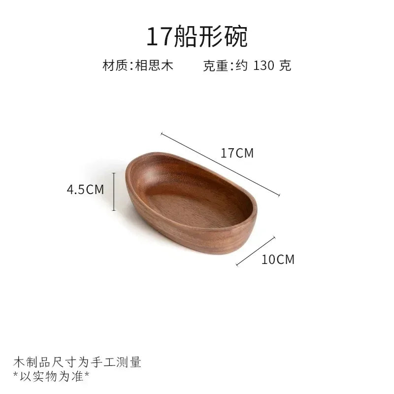 Walnut Wood Boat-Shaped Bowl – Fruit, Nut & Sushi Plate Wooden Serving Bowl Oasis Select 17cm