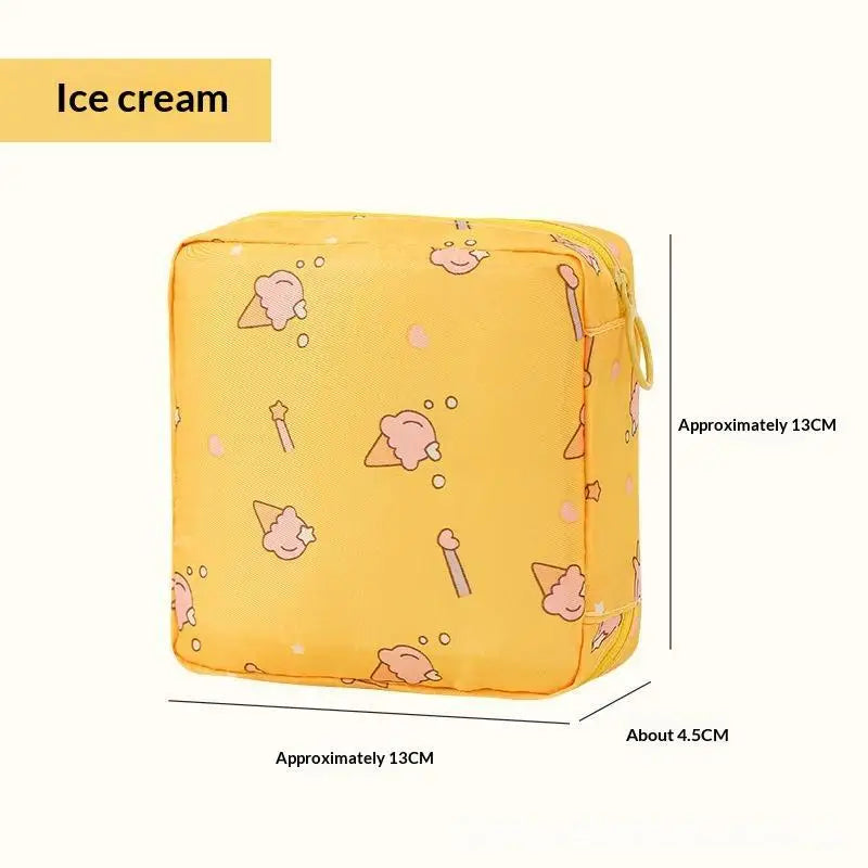 Cute Cartoon Sanitary Pad & Tampon Pouch | Portable Organizer