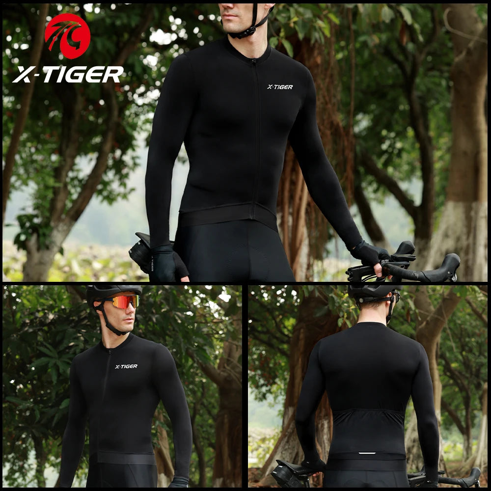 X-TIGER Men's Winter Cycling Jacket Thermal Fleece MTB Bike Shirt Ciclismo Long Sleeve Bicycle Jersey 사이클링 재킷 Oasis Select